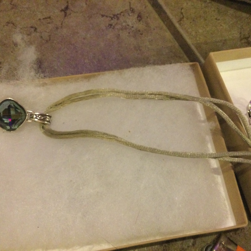 Brighton satin, silver and blue crystal necklace